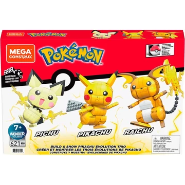 Pokémon Mega Construx Wonder Builders Construction Set Pikachu Evolution Trio 13 cm Építőjáték