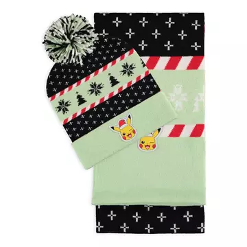 Pokemon Ski Beanie Sapka És Sál Szett Pikachu