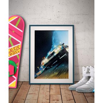 Back To The Future Art Print DeLorean Limited Edition 42 x 30 cm Prémium Poszter