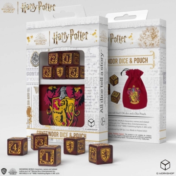 Harry Potter Dobókocka Készlet Tartóval Gryffindor Dice & Pouch Set