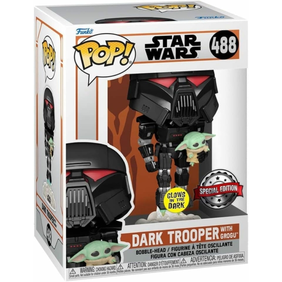 Star Wars: Mandalorian Funko POP! Figura Dark Trooper with Child (Glowing)