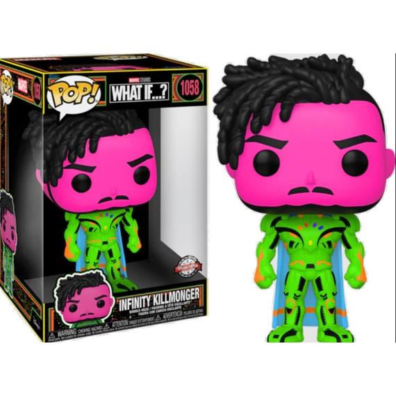 What If...? Super Sized Funko POP! Marvel Figura - Infinity Killmonger (Blacklight) 25 cm