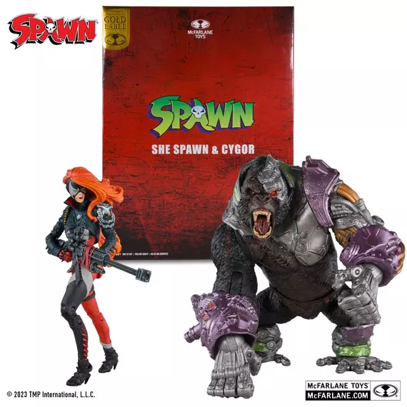 Spawn Akció Figura Pack of 2 She Spawn & Cygor (Gold Label) 18 cm