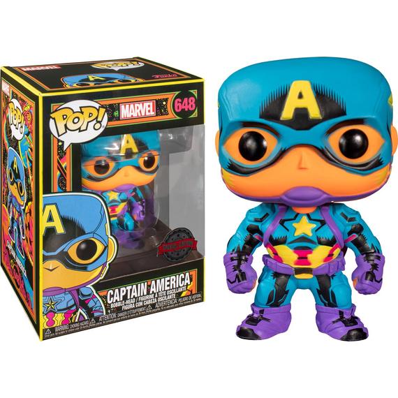 Marvel POP! Marvel Black Light Vinyl Akció Figura Captain America 9 cm
