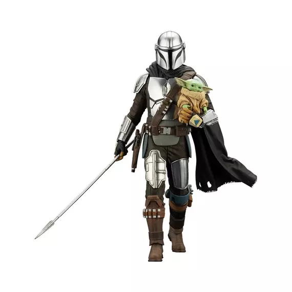 Star Wars The Mandalorian ARTFX Szobor 1/10 Mandalorian & Grogu with Beskar Staff 18 cm