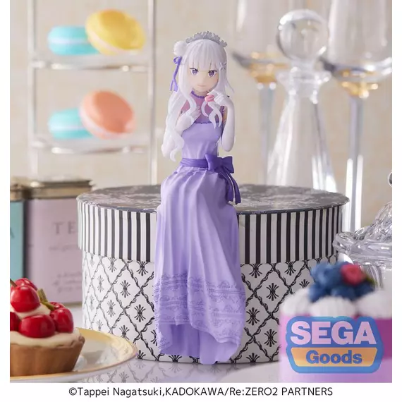 Re:Zero - Starting Life in Another World: Lost in Memories PM Perching PVC Szobor Emilia (Dressed-Up Party) 14 cm