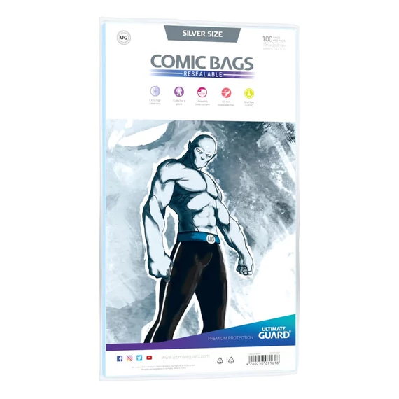 Ultimate Guard Comic Bags Resealable (100) - Silver Size