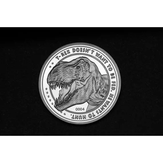 Jurassic Park Collectable Coin 25th Anniversary T-Rex Silver Edition Gyűjthető érme  Előrendelhető, várható megjelenés 2024/03