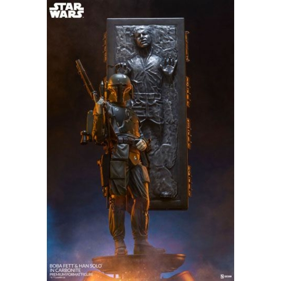 Előrendelhető Star Wars Premium Format Szobor Boba Fett and Han Solo in Carbonite 70 cm