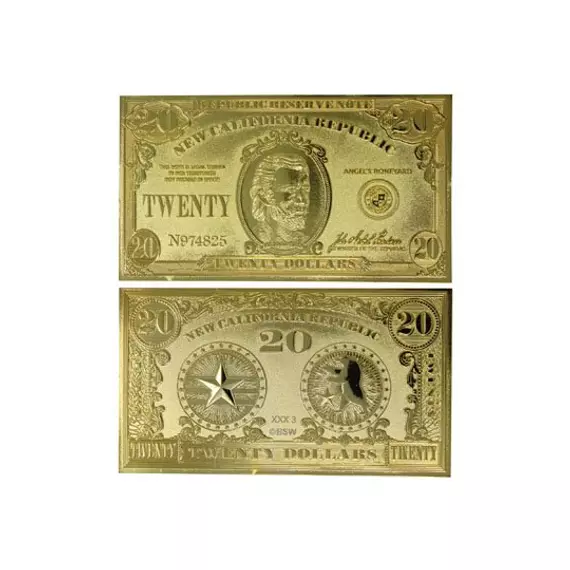 Fallout: New Vegas Replika New California Republik 20 Dollar Bill (gold plated) Előrendelhető - Várható Érkezés 2024.01