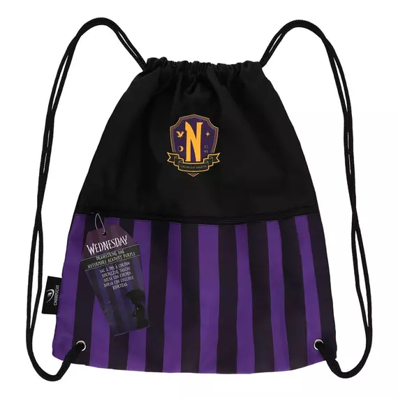 Wednesday Drawstring Bag Nevermore Academy Purple Tornazsák