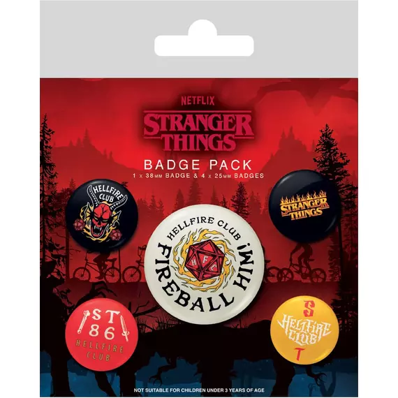 Stranger Things 4 Pin-Back Buttons Hellfire Club 5db-os