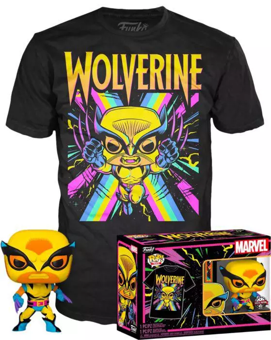 Marvel X-Men Funko POP! & Tee Box Wolverine (Blacklight) Póló és Figura