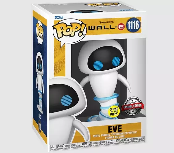 Wall-E Funko POP! Disney Figura Eve Flying (Világít a sötétben) 9 cm