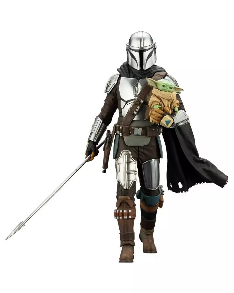 Star Wars The Mandalorian ARTFX Szobor 1/10 Mandalorian & Grogu with Beskar Staff 18 cm