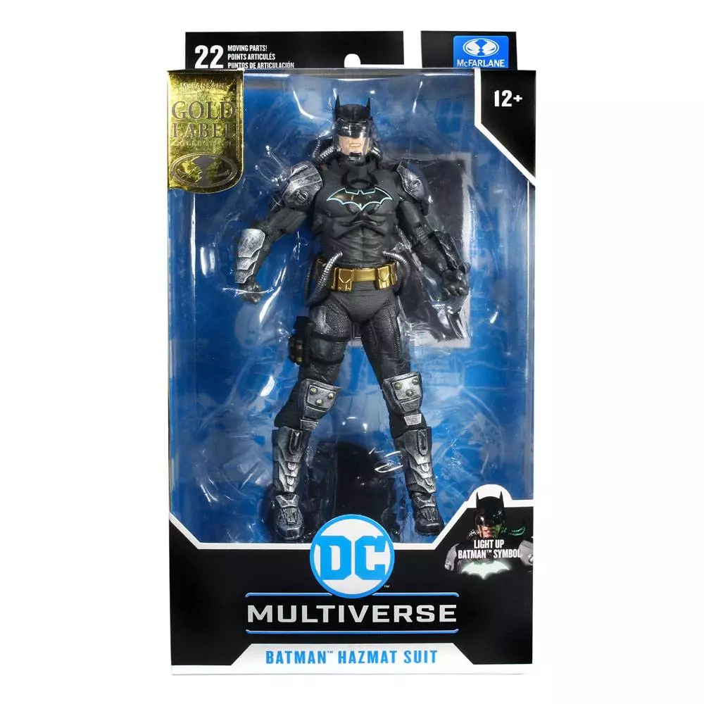 DC Multiverse Figura Batman Hazmat Suit Gold Label Light Up Batman Symbol 18 cm