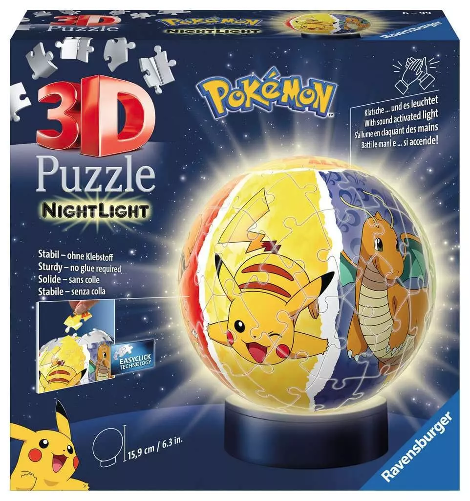 Pokémon 3D Puzzle Éjjeli Fény Puzzle Labda (72 darabos)