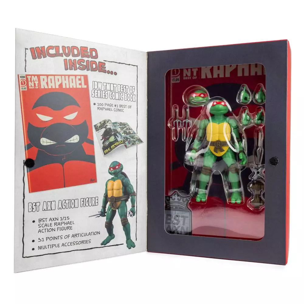 Teenage Mutant Ninja Turtles BST AXN x IDW Akciófigura & Képregény Raphael Exclusive 13 cm