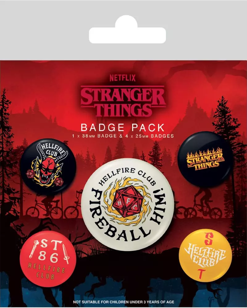 Stranger Things 4 Pin-Back Buttons Hellfire Club 5db-os